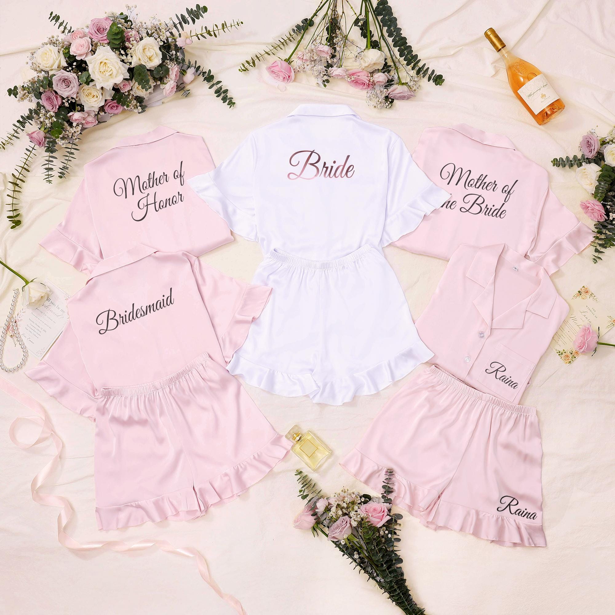 pink bridesmaids loungewear