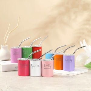 Personalized Engraved Mini Tumbler, Custom Laser Engraved Stainless Steel Cup, Bachelorette Party Favors, Bridesmaid Gifts, Small Travel Cup