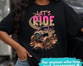 Let's Ride UTV-shirt met print, muddingshirt met luipaardprint dames, offroad naast elkaar