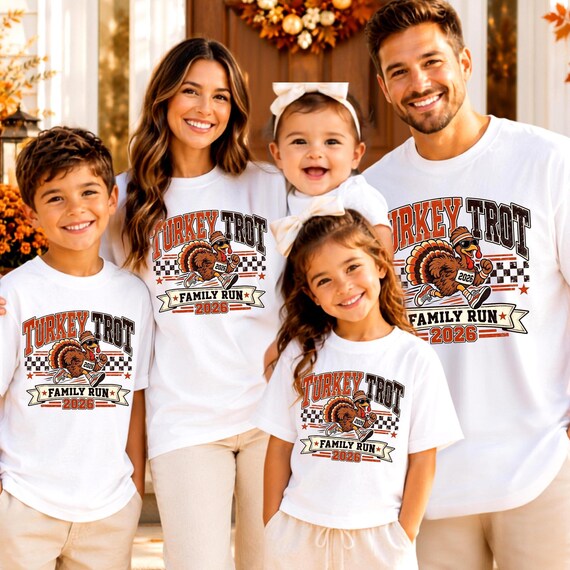 Turkey Trot Family Shirts 2026 Matching Thanksgiving Tshirt Family Run Turkey Trot Tees,Thanksgiving 5K Running Shirt Fall Thanksgiving Gift