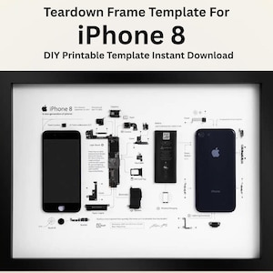 Iphone 8 Teardown Art - printable Template - Wall art Digital ART Art framed - Gameboy Gift for him- ipod classic - vintage snes playstaion
