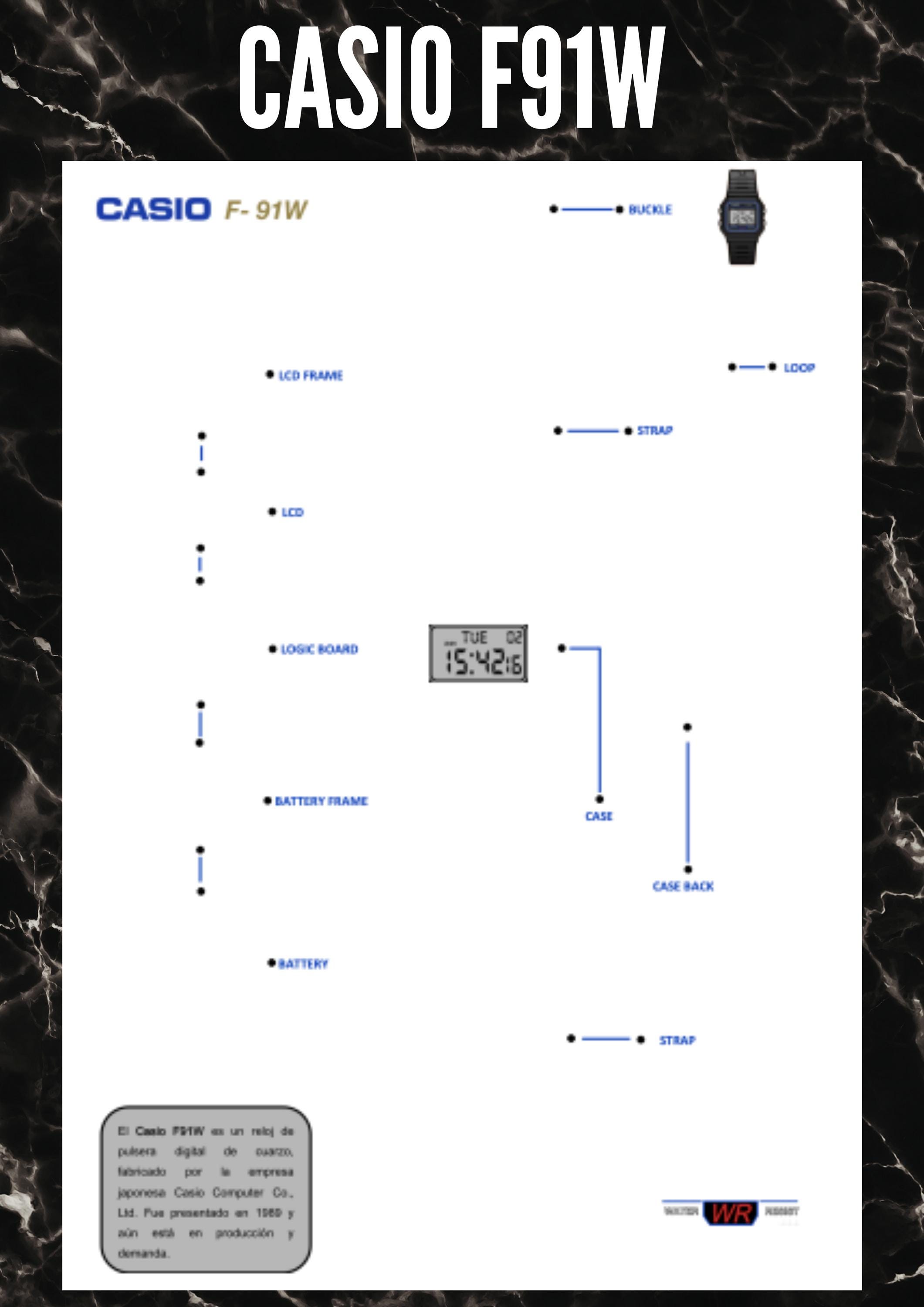 Casio F91w Teardown Template, Casio Watch, Casio F91, Custom Casio ...