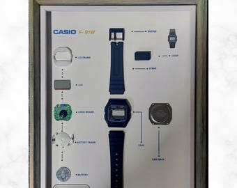 グリッドラインクリア - カシオ F-91W をベースにした改造時計 - 透明