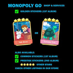 Golden Blitz Stickers - Mono_poly_Go Posh Pets Album - Talk Show | Tortoise Trot - CHEAPEST RUSH Fast Delivery - 1 Piece/Order