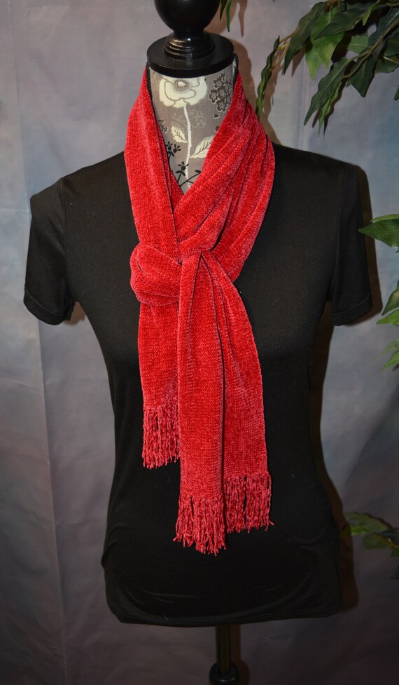 Handwoven Scarf Rayon Chenille & Alpaca Silk Scarf Burgundy comfy soft Rayon Chenille scarf Valentine Gift for anyone Made in USA