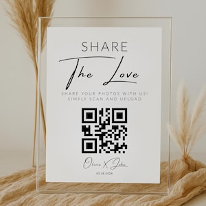 Share the Love QR Code Wedding Photo Sign: Editable Canva Template (Digital Download)