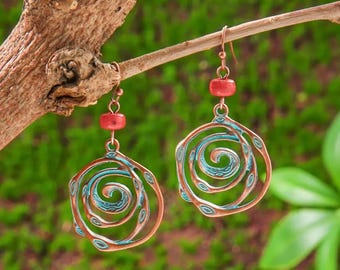 2 Pairs Women'S Vintage Vacation Style Earrings Set, Handmade Wire-Wrapped teardrop charm, Geometric Earrings