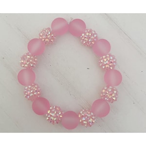 Pink Beaded Bracelet | Sparkly Stretch Bracelet | Handmade Jewelry Gift