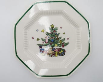 Nikko CHRISTMASTIME Bread and Butter Plate 6.5" Octagonal Vintage 90s Made in Japan