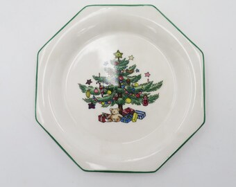 Nikko CHRISTMASTIME Coaster Mini Plate 4.5" Octagonal Vintage 90s Made in Japan
