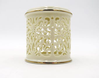Lenox Pierced Votive Candle Holder Illuminations Collection 24K Gold Rim RETIRED