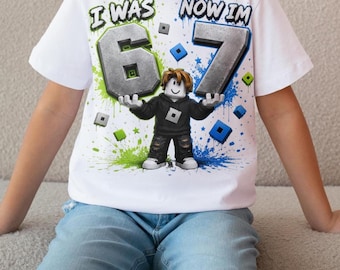 I Was 6 Now I'm 7 Bloxy PNG | Gamer Birthday Boy PNG | 7th Birthday Shirt Design | Gamer Party Shirt SVG | Instant Download