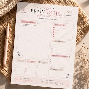 Brain Dump Sheet Printable PDF | Mental Reset Worksheet | Anxiety & Overthinking Planner | ADHD Page | Declutter Your Mind Printable