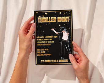 Thriller Night Birthday Invitation, Michael Jackson Theme Party, Editable Digital Invite, Instant Download, Birthday Party Decor,Fast & Easy