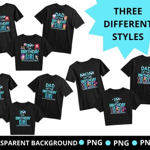 Kpop Demon Hunters Birthday Girl Shirt PNG | Family Birthday Girl Bundle | Mom Dad Sister Brother Squad | 3 Styles