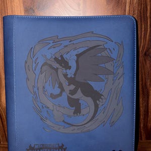 Custom Pokemon phantasmal flames laser engraved top loader binder