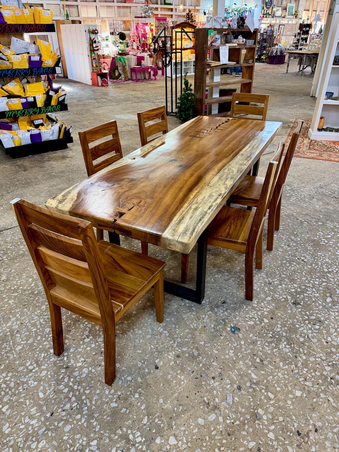 Live Edge Solid Wood Dining Table With Black Metal Legs | Handmade ...