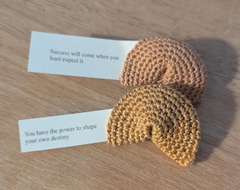 Handmade Crochet Fortune Cookies with Customizable Fortunes