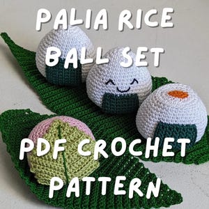 Palia Inspired Onigiri Sakura Rice Ball Crochet Pattern