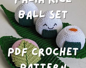 Palia Inspired Onigiri Sakura Rice Ball Crochet Pattern