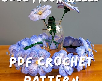Blue Moon Flower Bouquet and Crown PDF Crochet Pattern