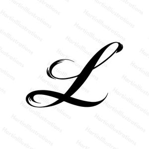 Letra L (caligrafía SVG + PNG de alta calidad): diseño gráfico vectorial de descarga instantánea, letras monograma de silueta manuscritas para Cricut