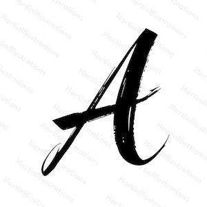 Letra A (caligrafía SVG + PNG de alta calidad): diseño gráfico vectorial de descarga instantánea, letras monograma de silueta manuscritas para Cricut