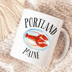 Portland Maine | Ceramic Coffee Mug & Tea Cup | Coastal Nautical, Ocean Beach House Kitchen Decor, Seafood Lover Gift, Maritime Souvenir