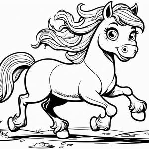 Cute cartoon horse coloring pages