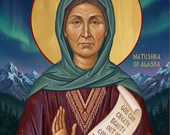 Icono montado a mano / Santa Olga de Alaska