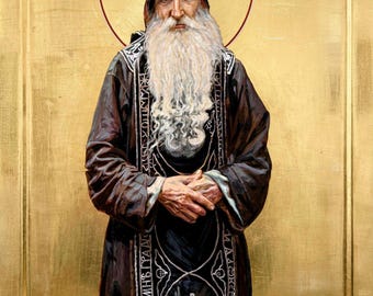 Icono montado a mano / San Tikhon Golenkov