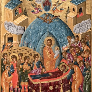 Mounted Handmade Icon | Dormition of the Theotokos