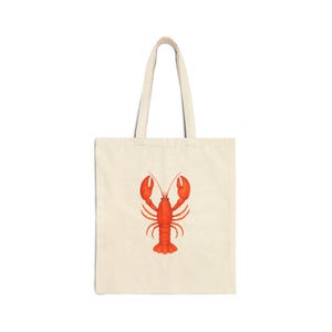 Lobster Print Cotton Canvas Tote Bag, Eco-Friendly Shopping Bag, Summer Beach Tote, Funny Gift for Seafood Lovers, Reusable Grocery Bag