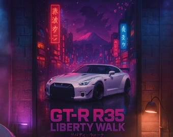 GT-R R35 Liberty Walk Godzilla – JDM Wall Art, Tokyo Neon Night