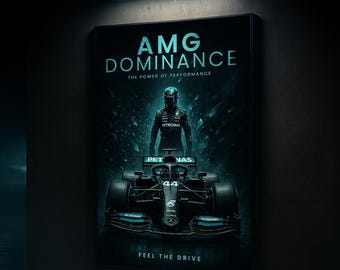 Mercedes-AMG Formula 1 Poster | F1 Wall Art | Dark Aesthetic Racing Car Print | Motorsport Decor | Digital Download