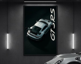 Porsche 911 GT3 RS Poster | Minimal Motorsport Wall Art | Supercar Print