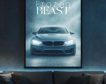 BMW M3 "Frozen Beast" Poster – Automotive Sports Car Wall Art (Digital Download)