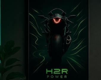 Kawasaki Ninja H2R Power – Dark Neon Motorcycle Poster
