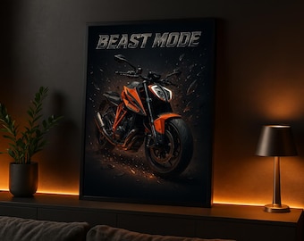 KTM SuperDuke R Poster – Dark Motorcycle Wall Art (Digital Download)