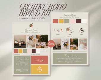 Boho Brand Board Template: Canva Branding Kit for Small Business (Instant Download)