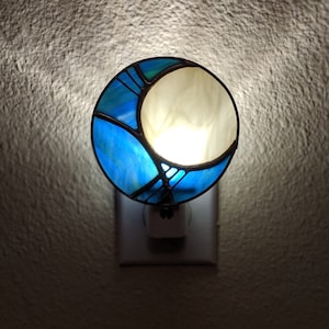 Digital Stained Glass Pattern - Moon Nightlight • 2 Patterns • Resale Friendly