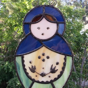 Digital Stained Glass Pattern - Matryoshka | Russian Stacking Doll • Resale Friendly