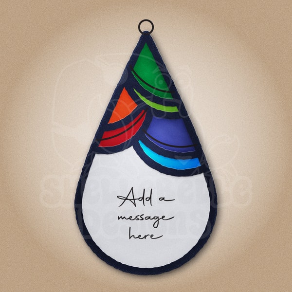 Digital Stained Glass Pattern - Message in a Teardrop • Resale Friendly