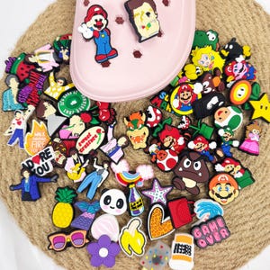 Mario/Hip-Hop style Croc Decorations,Personalized Handmade Croc Charms,Shoe Accessories,Jibbitz Buckles for Crocs,PVC Jibbitz