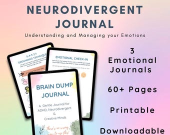 Diário de Desabafo Cerebral para Neurodivergentes, Kit de Ferramentas para o Bem-Estar Emocional do TDAH (PDF)