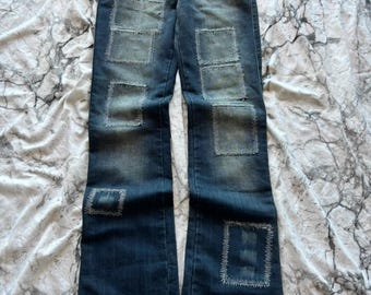 Patchwork Denim Jeans - Y2K Vintage Hose mit weitem Bein Distressed Streetwear
