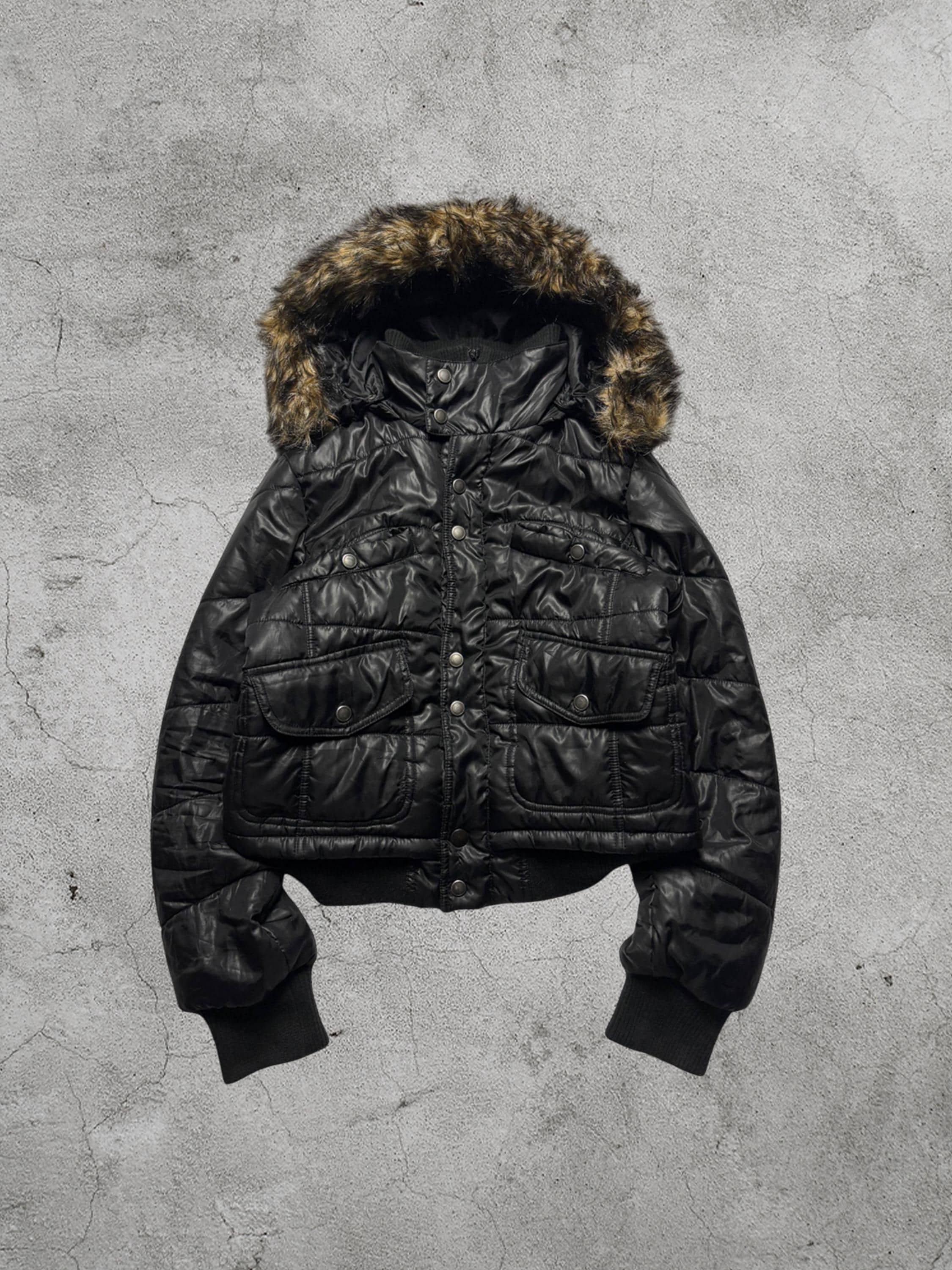 トップス grunge fur food down jacket y2k black grunge fur food down jacket y2k black Y2k Fur Jacket - Etsy New