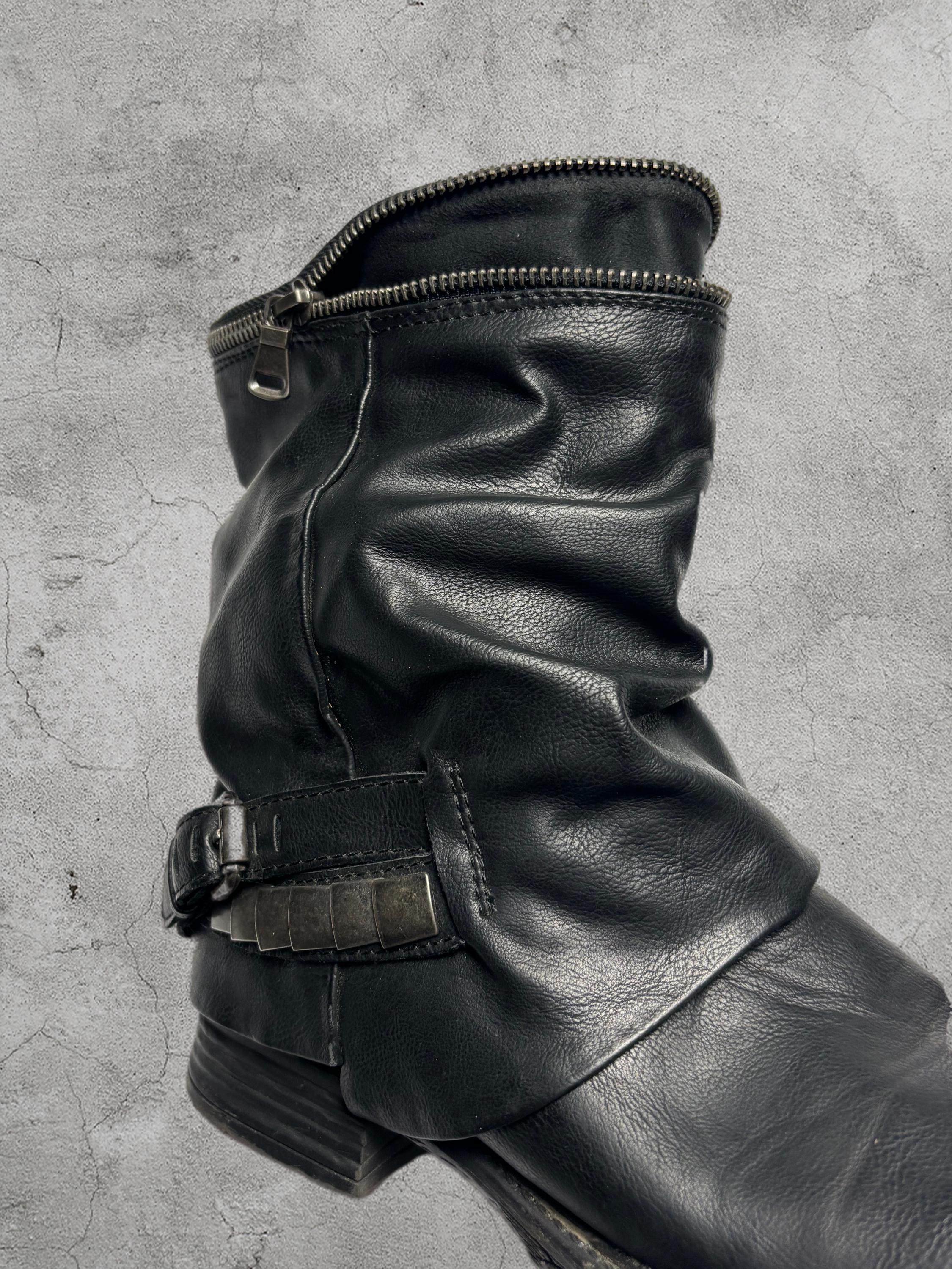 Vintage Archival Belted Faux Leather Boots | Size 39 - Etsy Israel
