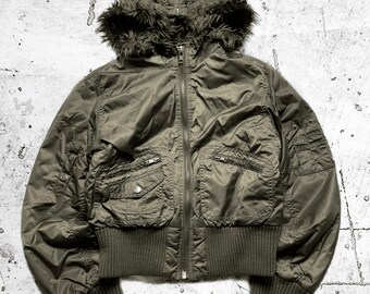 Y2K N2B cargo bomber flight jacket 短丈 33 Y2K N2B Short Length Flight Bomber Jacket Cargo Fur Hood 22