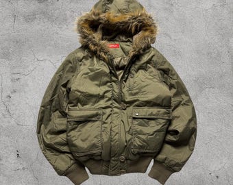 Y2k Alpha Industries Fur Hoodie Bomber Jacket Army Jacket - Etsy